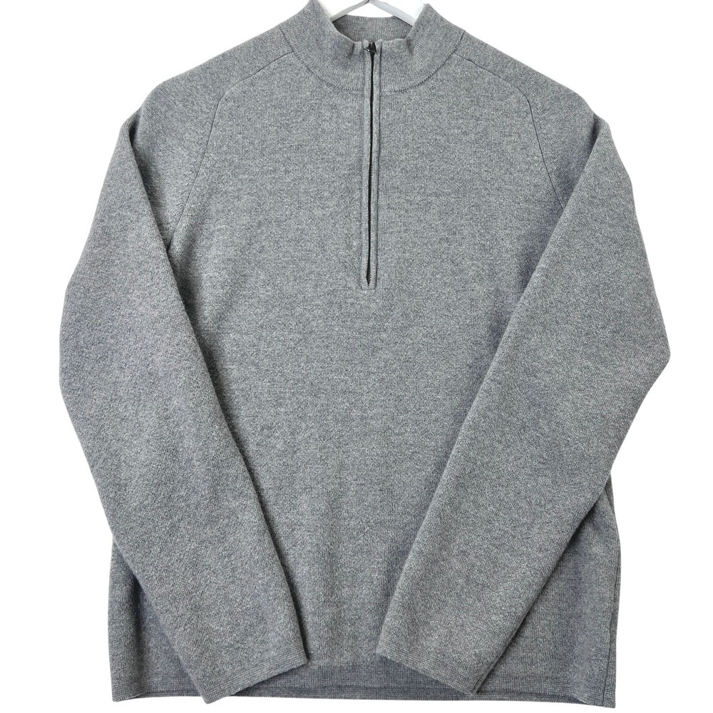 Theory Quarter Zip Wool Sweater Mens Knit Minimalist Quiet Luxury Gray Size M